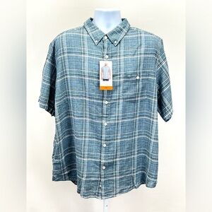 WEATHERPROOF VINTAGE Men’s blue and white plaid short sleeve shirt size XXL